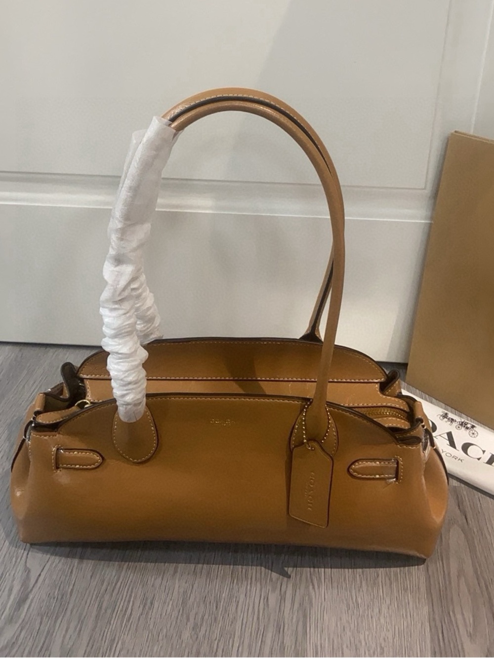 Coach Caramel Brown Leather Barrel Shoulder Bag